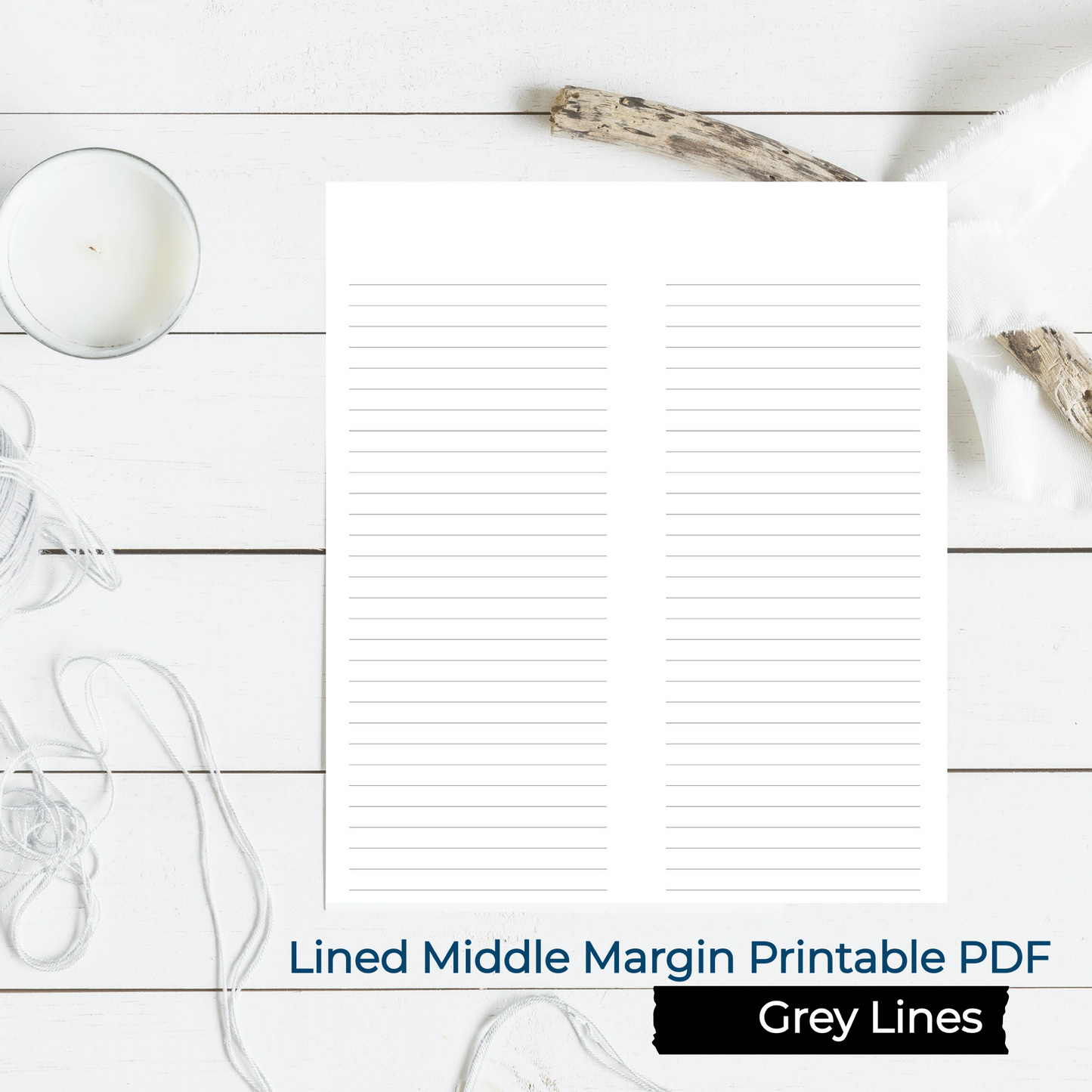 LINED/RULED MIDDLE MARGIN Book Binding Signature Printable-PDF