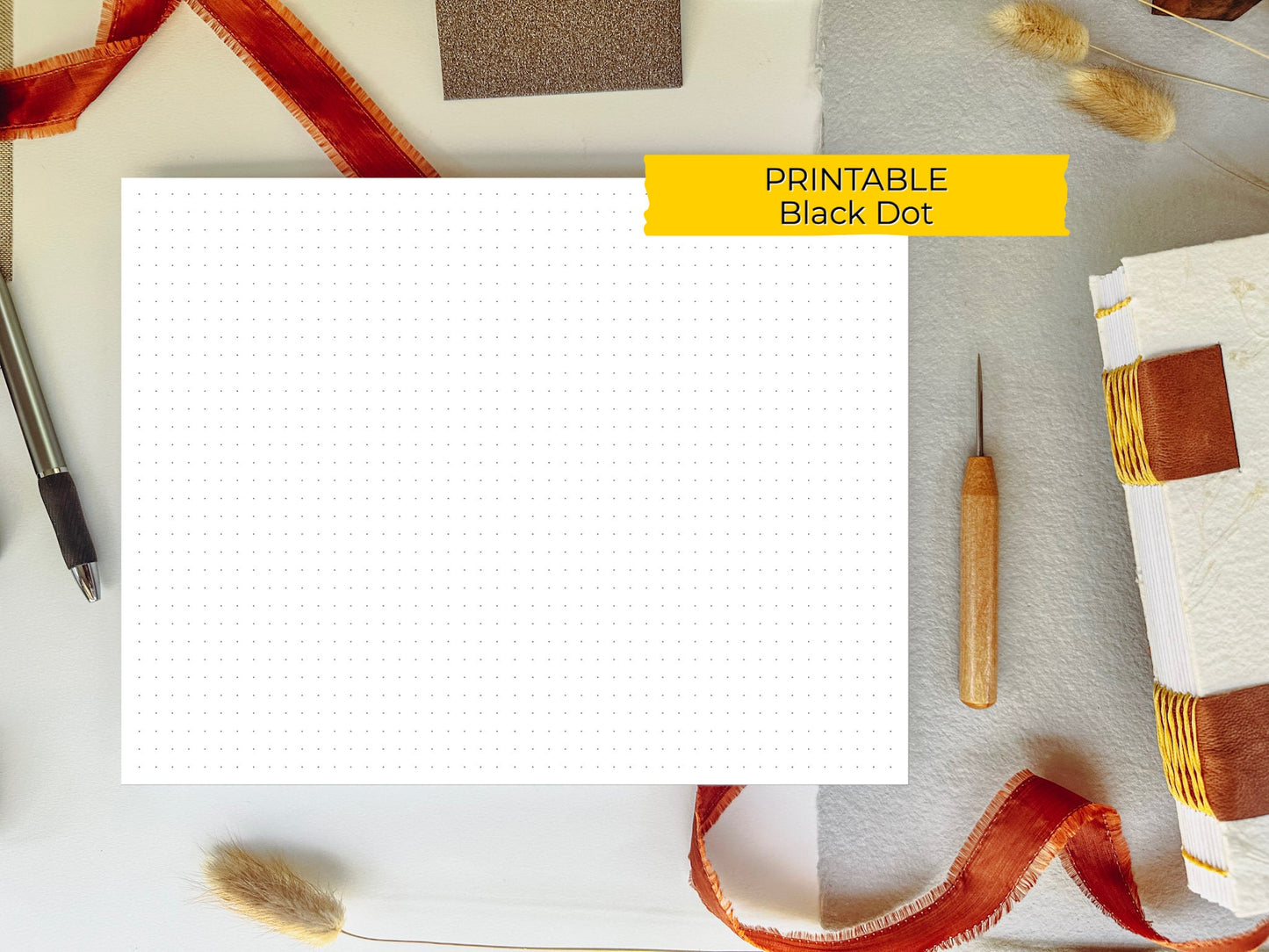 8.5 x 11 - DOT Grid PRINTABLE Digital Book Binding Signature File - Black Dots