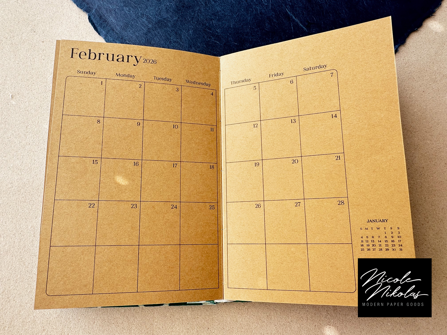 2026 Printable MONTHLY Planner Digital PDF - Book Binding Signatures