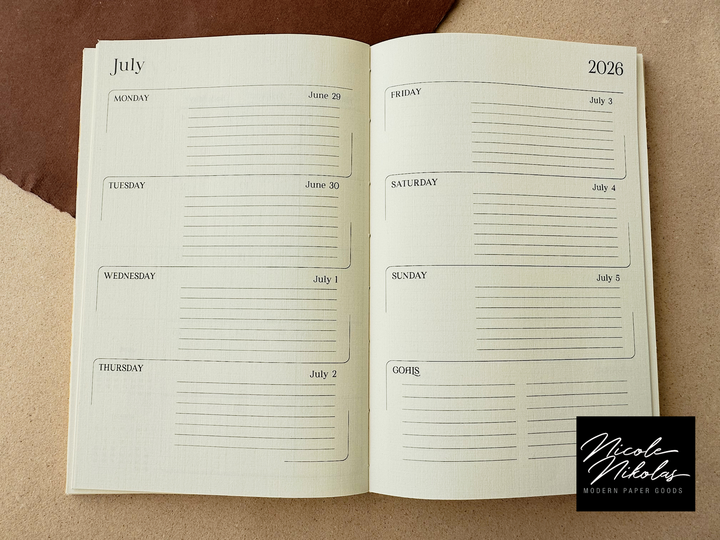 2026 Printable WEEKLY Planner Digital PDF - Book Binding Signatures