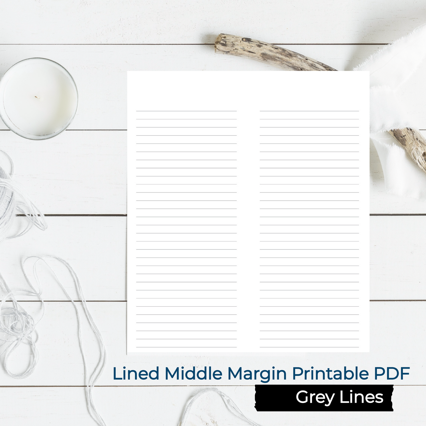 LINED/RULED MIDDLE MARGIN  Book Binding Signature Printable-PDF