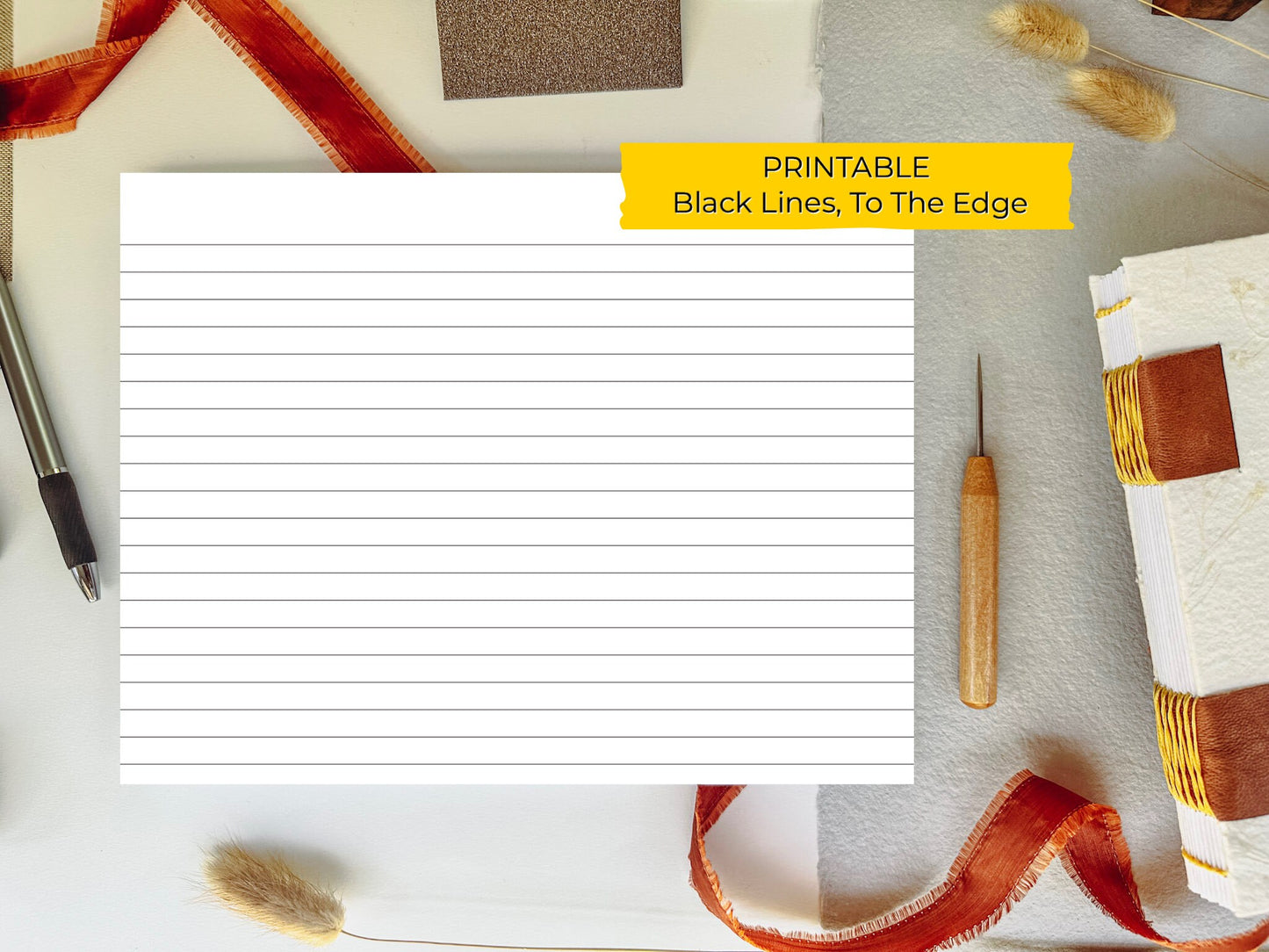 A4 To Edge LINED/RULED PRINTABLE Digital Book Binding Signature File - Black Lines