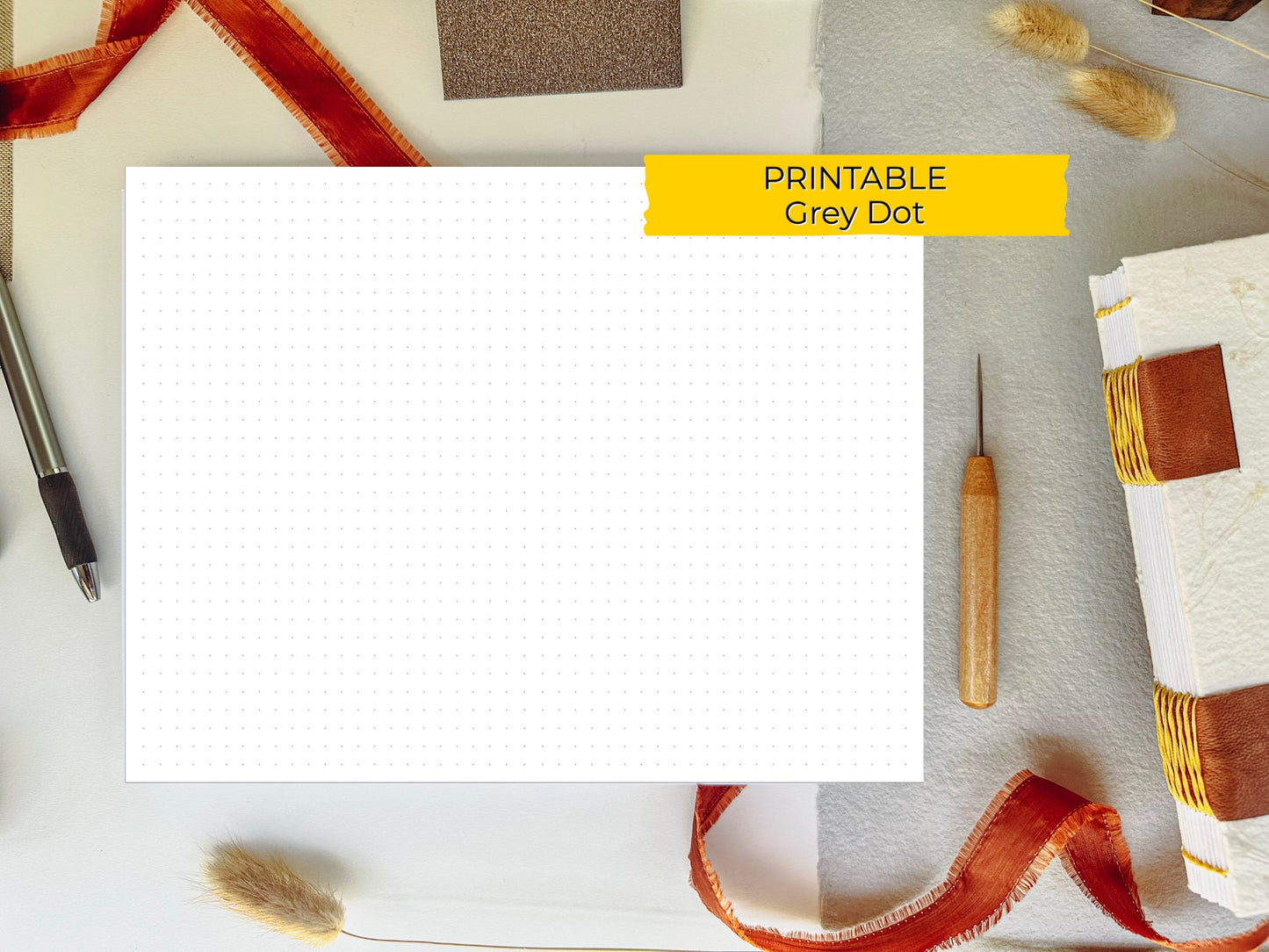 8.5 x 11 - DOT Grid PRINTABLE Digital Book Binding Signature File - Grey Dots